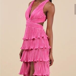 Lulu's Pink Pleated Maxi Dress